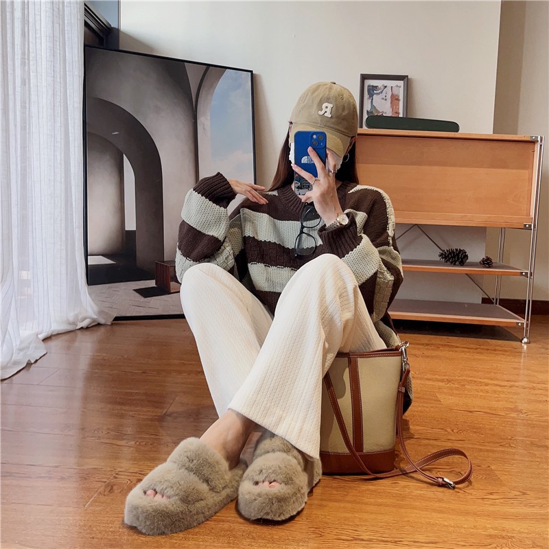 Dép Nữ 2 Quai Lông Xù Siêu Đẹp