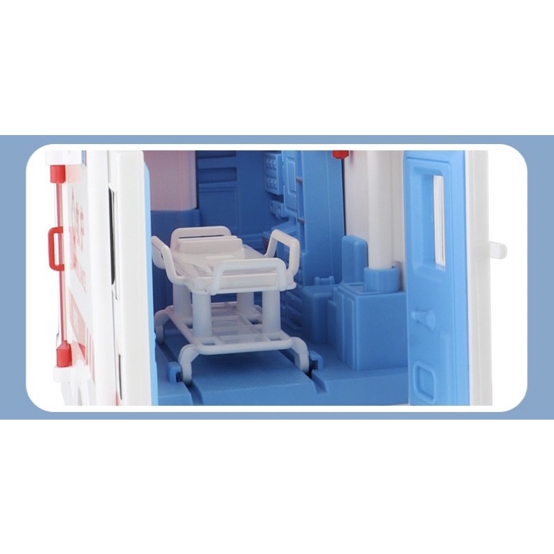 Mô Hình Xe Cấp Cứu Ambulance Dài 20cm Có Đèn Âm Thanh Kéo Trớn 1210-70E