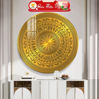 Tranh tráng gương pha lê tròn chân thiện mỹ, decor treo tường trang trí phòng trống đồng tg-t1-182