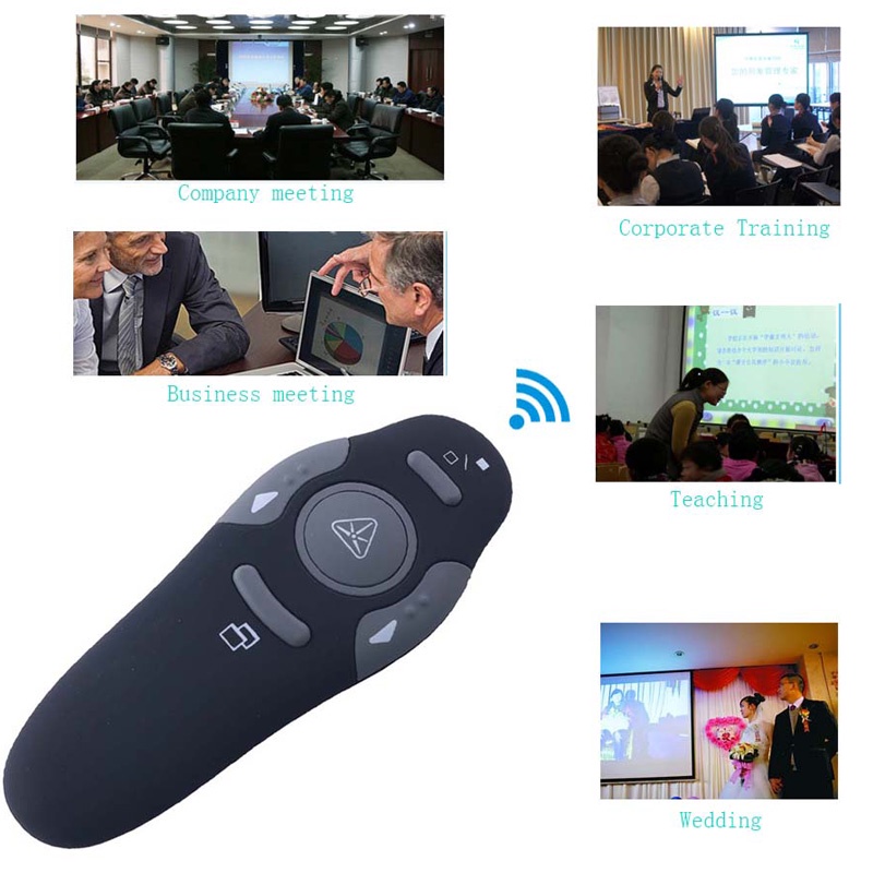 Bút Thuyết Trình Không Dây 2.4GHz Cổng USB Có Đèn Đỏ Điều Khiển Từ Xa