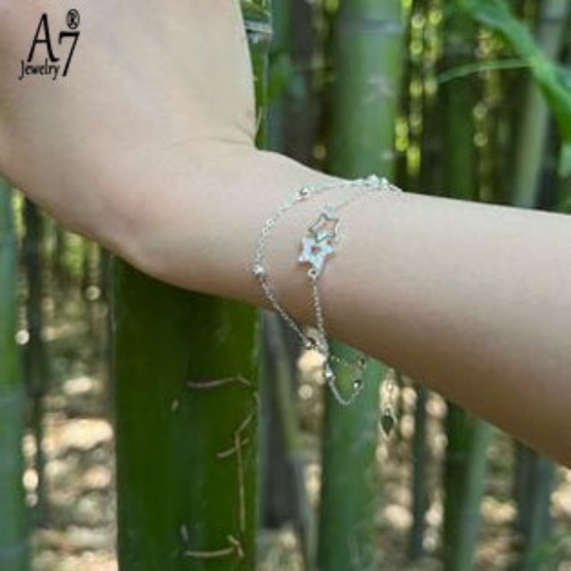 A7 | Vòng Tay Hai Lớp Thiết Kế Hạt Tròn Và Ngôi Sao Chống Thấm Nước Lên Màu Nhanh U135