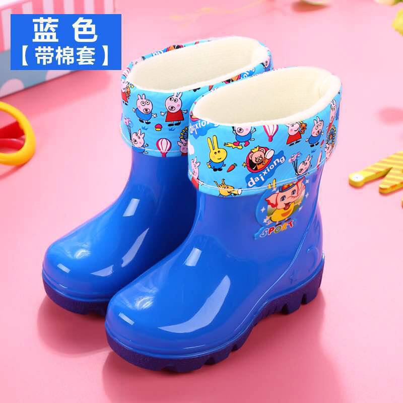 Giày Bốt Cao Su Lót Nhung Chống Trượt Chống Thấm Nước In Họa Tiết Hoạt Hình Dễ Thương Cho Bé 2-10 Tuổi