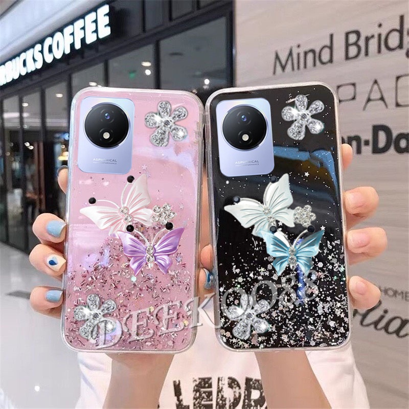 Ốp Điện Thoại Gel Kim Tuyến Hình Bướm Cho VIVO V25 Pro V25e Y02 Y02S Y16 Y22 Y22S Y30 Y35 Y55 Y55 + Y75 Y77 5G 4G