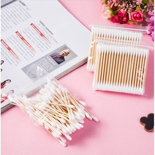 Tăm bông cán gỗ, bịch 100 que