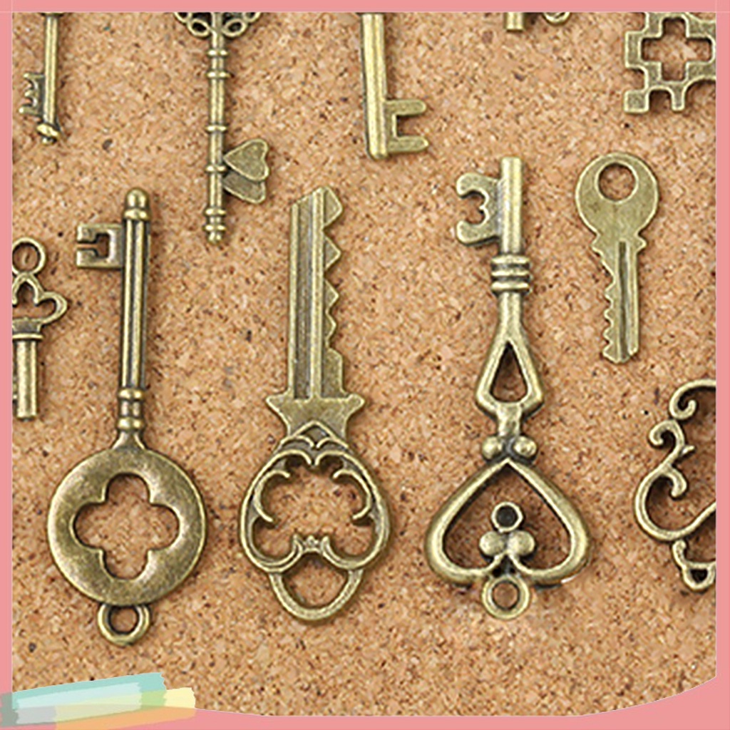 Set 13 mặt dây chuyền hình chiếc chìa khóa đa dạng kiểu Vintage độc đáo