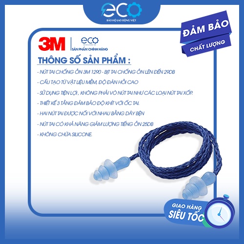 Nút bịt tai chống ồn 3M 1290 có dây chính hãng