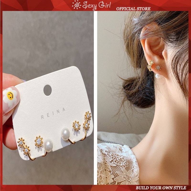 Đôi Khuyên Tai Hình Hoa Hướng Dương Đính Đá Thời Trang Cho Nữ