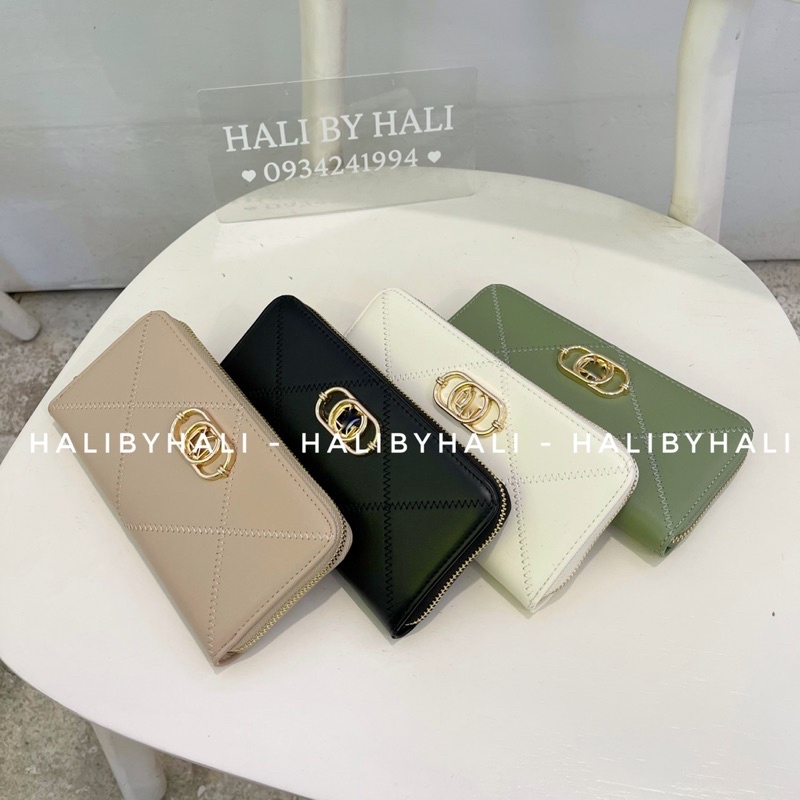 Ví LYN dáng dài có khoá kéo hoạ tiết sọc chéo