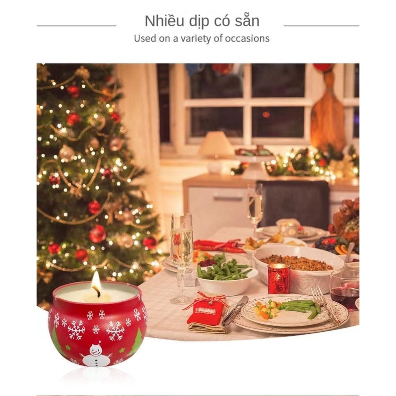 Nến Thơm Giáng Sinh, Sáp Đậu Nành Trang Trí Sang Trọng Nhẹ Kèm Hộp Quà
