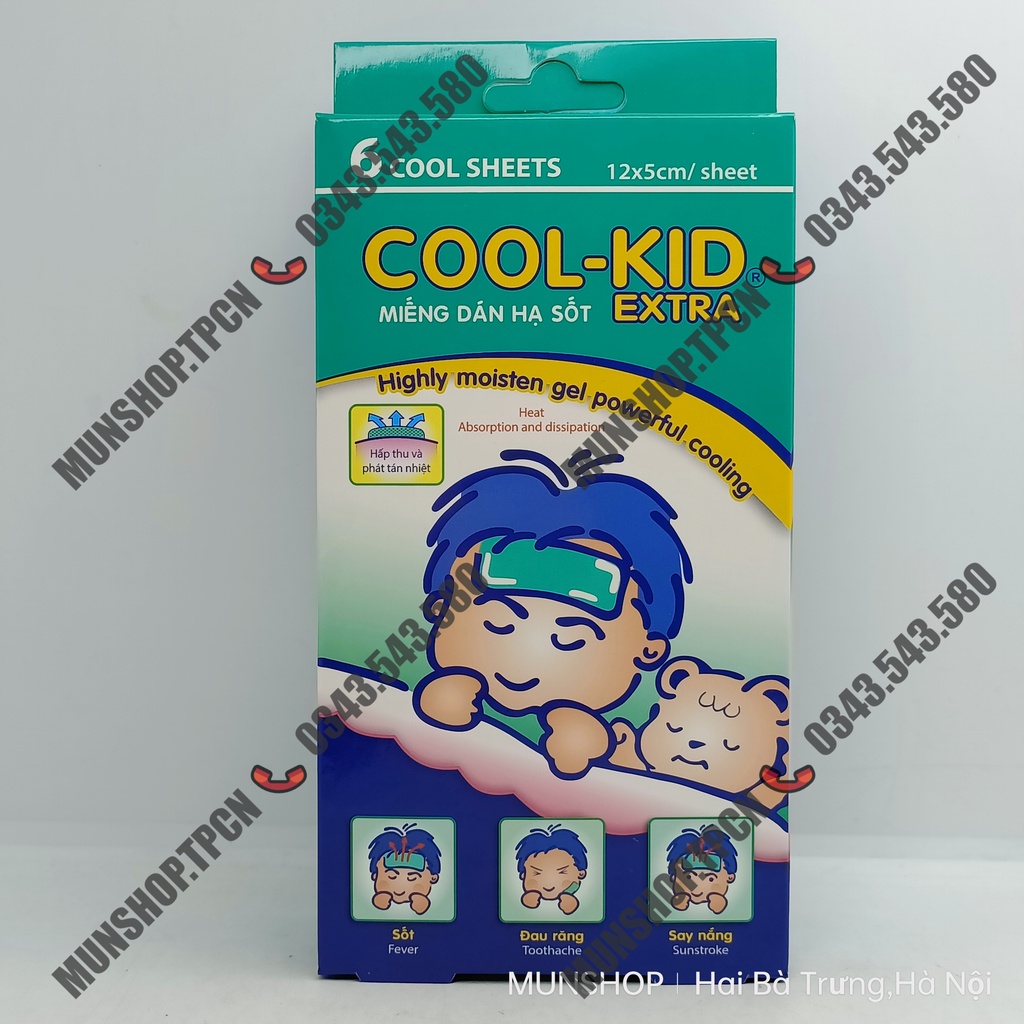 Miếng dán chườm lạnh Cool-Kid Extra cảm cúm, say nắng, ngăn ngừa co giật