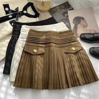 Chân váy dập ly ngắn túi cúc