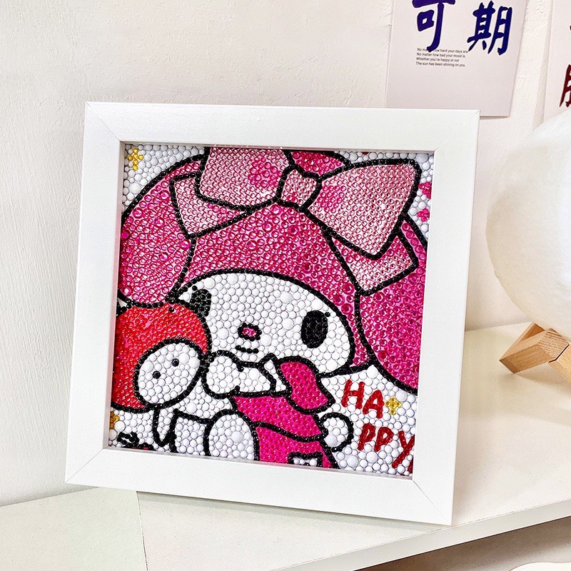 Tranh Đính Đá Kèm Khung 20x20 Hình Dễ Thương Cute Có Cả Bộ Dụng Cụ Sticker Đồ Thủ Công Cho Đính Đá
