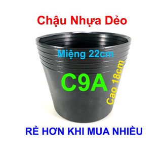 Chậu nhựa C9A đen (22x18cm) trồng cây, trồng rau, chậu trồng hoa Vạn Thọ TẾT / Chậu C9 lớn