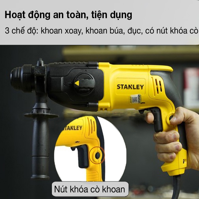 Máy Khoan Bê Tông Stanley SHR263K 800W 26mm Chính Hãng Kèm Hộp Đựng