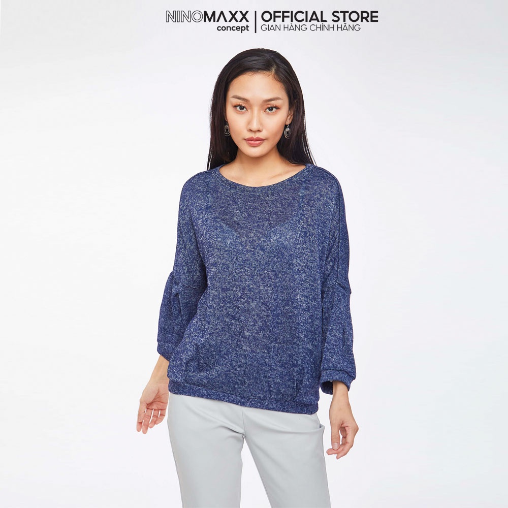 N&amp;M Áo Dệt Kim nữ dài tay cổ tròn màu xám co giãn nhiều màu 1910068