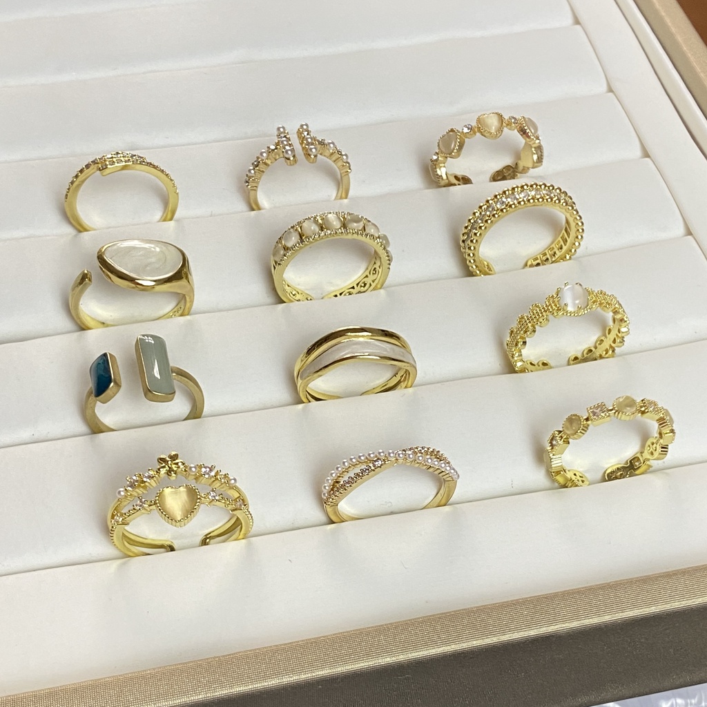 Nhẫn Hở Đính Đá Zircon Ngọc Trai Phong Cách Hàn Quốc Sang Trọng Cho Nữ
