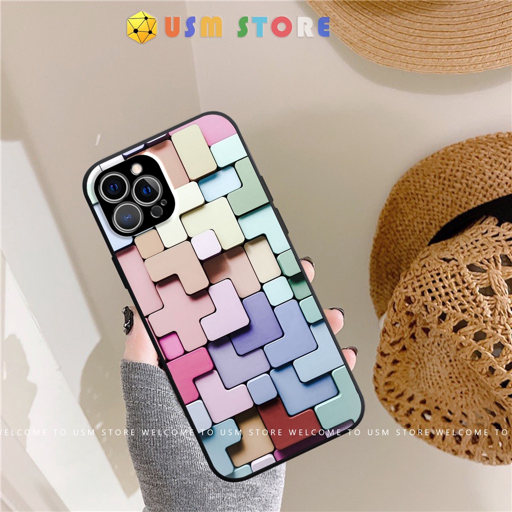 Ốp lưng iphone 6/7 P/8 P/X/Xmax /11Pro/11Promax/12Mini/12Pro/12Promax/13pro/13Promax/13mini/14 Pro/ 14, in khối màu sắc