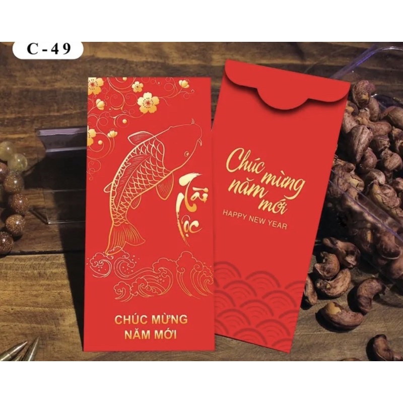 combo 10 cái bao lì xì truyền thống đỏ mẫu nhiên