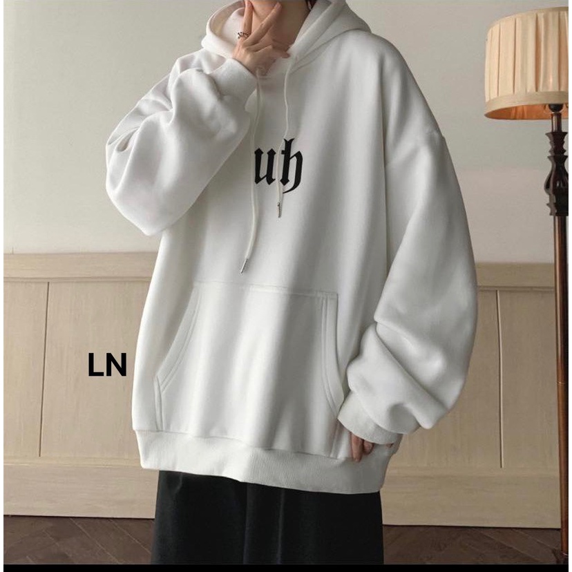 Áo hodie uh Chất nỉ cotton for thụng tay bồng  Mũ 2 lớp xịn xò