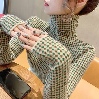 Áo thun nữ dài tay cổ cao thời trang hàn