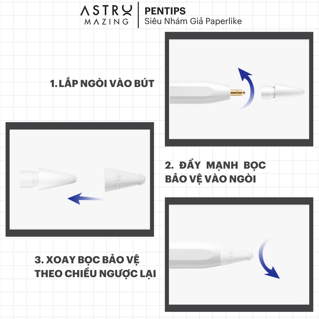 [Pentips] Vỏ bọc AstroMazing bảo vệ đầu ngòi bút Apple Pencil 1 và 2 bằng TPU / Silicon chống trượt, ốp silicone pencil
