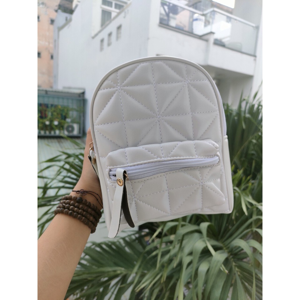 Balo mini nữ thời trang đeo được 2 kiểu balo trám ô BLOTRAM01 - ảnh thật