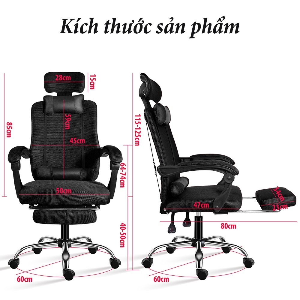 Ghế xoay Văn phòng Công Thái Học IGM150 có Ngả lưng Gác chân Thư giãn Thích hợp với Chơi Game và Văn phòng