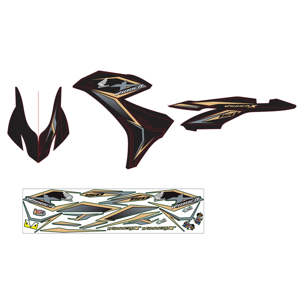 Tem Rời Winner X mẫu chỉ màu đen xám đồng trắng