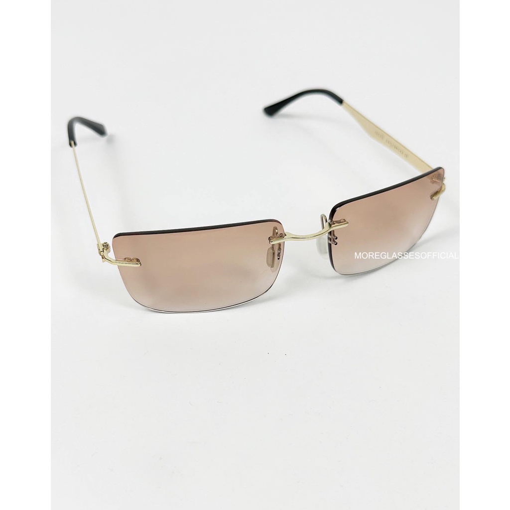 Kính mát có sẵn MOREGLASSES không gọng phong cách thời trang nam nữ Y2K Punk 2023 tròng kính chống UV 400 ảnh thật