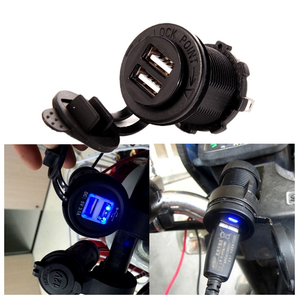 SẠC ĐIỆN THOẠI TRÊN XE MÁY 2IN1.HÀNG CHẤT LƯỢNG,HÌNH TỰ CHỤP,LOẠI 2 USB.