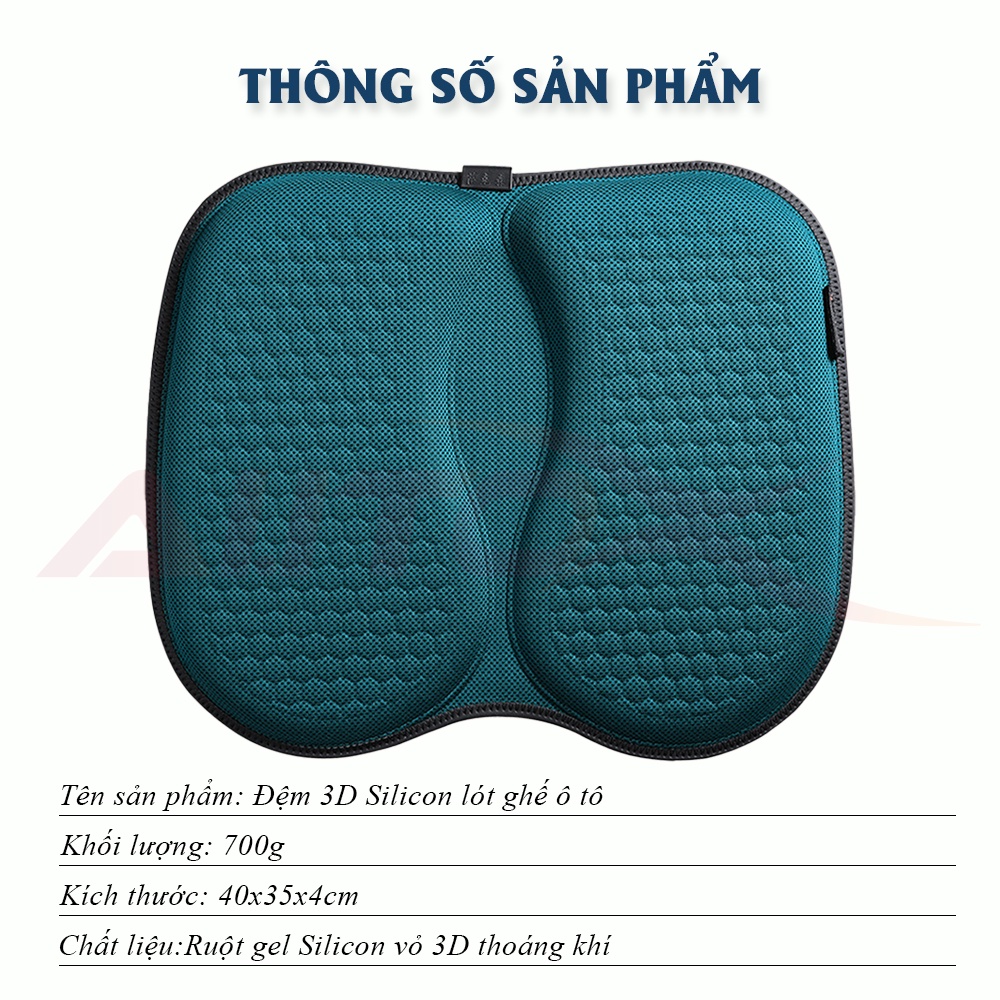 Đệm ngồi ô tô 3d silicon thoáng khi ema - giảm hầm nóng, giảm trĩ - ảnh sản phẩm 3