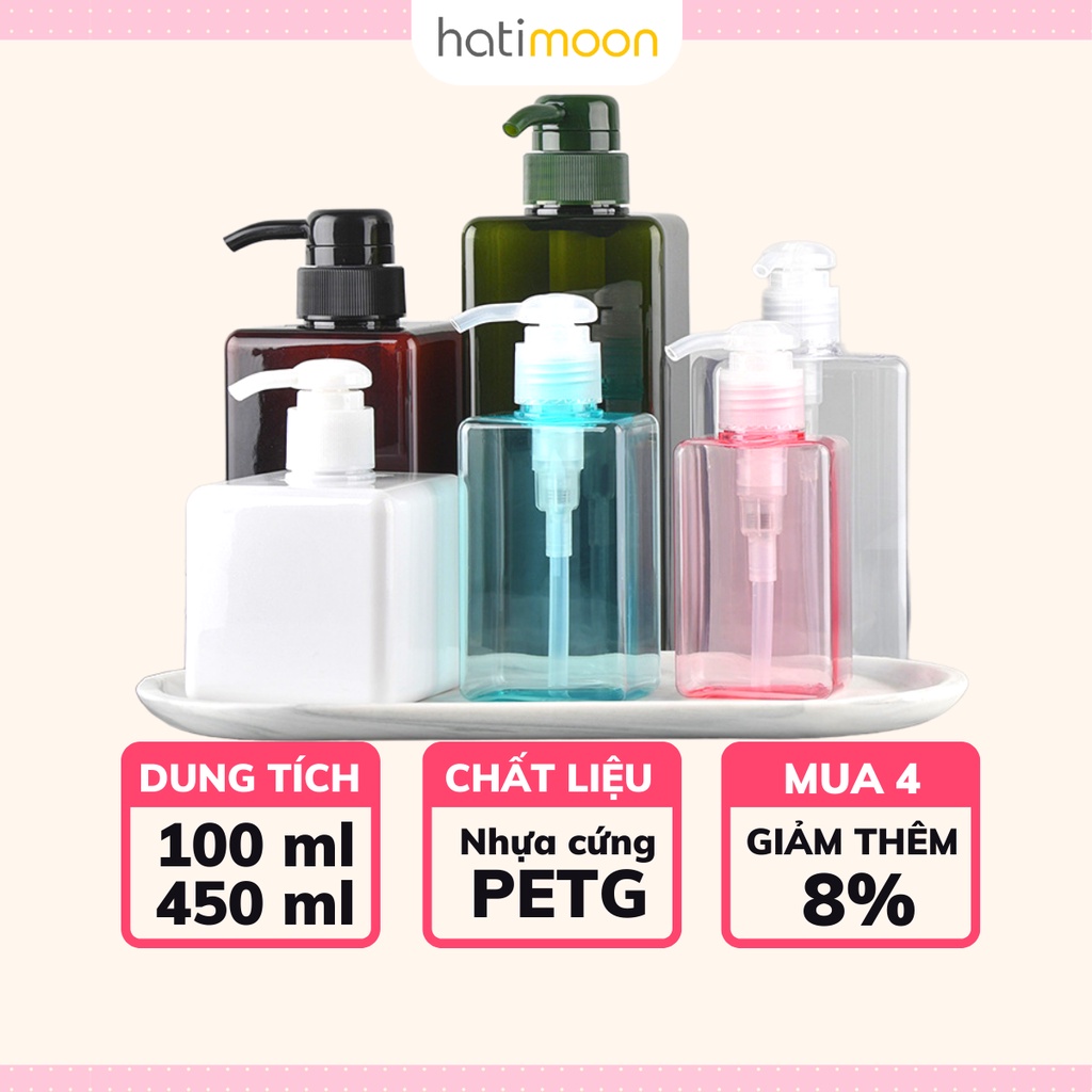 Bình chiết mỹ phẩm, chai chiết dầu gội du lịch dạng vòi ấn Hatimoon H0021