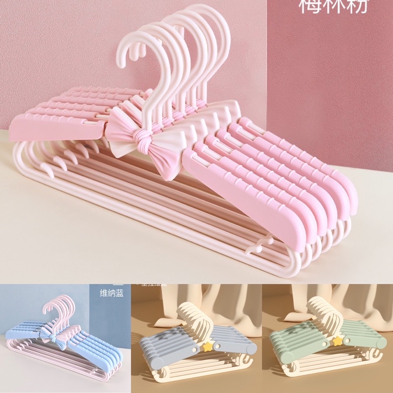 Móc treo quần áo trẻ em bằng nhựa cao cấp - 7 nấc co dãn cho bé từ 0-18 tuổi