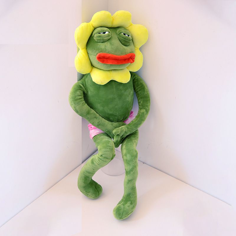 Đồ chơi búp bê nhồi bông ếch Pepe và hoa hướng dương 80cm trang trí làm quà tặng cho bé