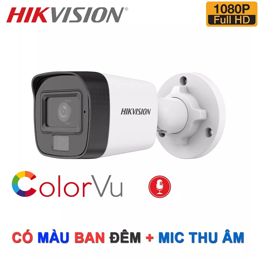 Trọn bộ Camera Hikvision 2.0MP 1080P quay ban đêm có màu tích hợp mic thu âm