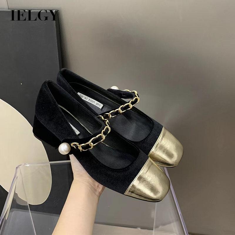 Giày cao gót IELGY mũi vuông phong cách Pháp ngọt ngào xinh xắn dành cho nữ