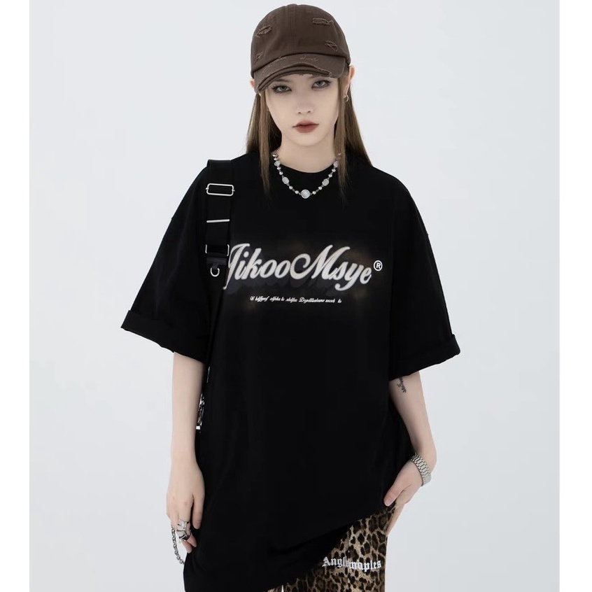 Áo thun Unisex JikooMsye cotton 100% form rộng tay lỡ nam nữ in hình 6D [40-120KG]