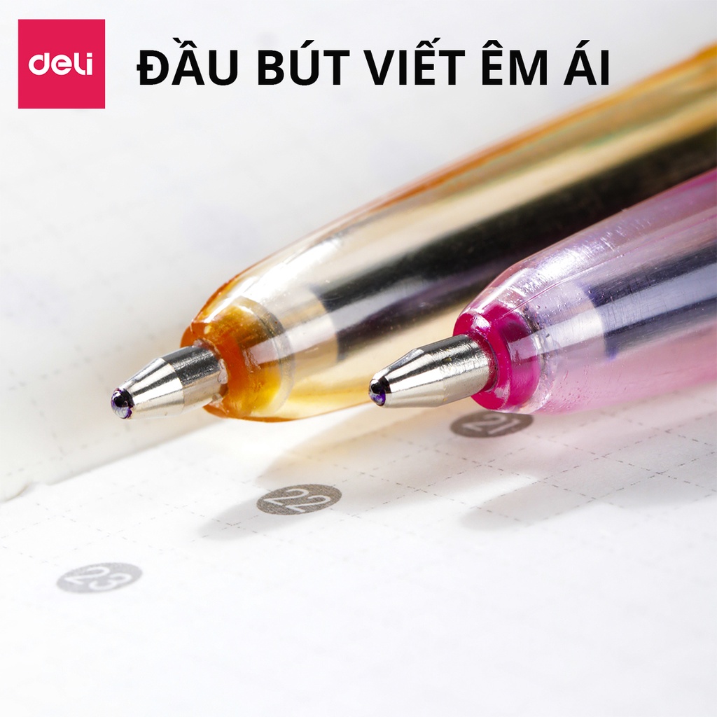 Bút Bi Mực Xanh Ngòi 0.7mm Nắp Đậy Màu Pastel Deli - Màu Ngẫu Nhiên - 1 chiếc- EQ6C