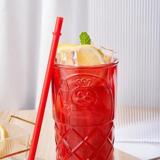 Cốc thuỷ tinh đỏ Mixue kèm ống hút