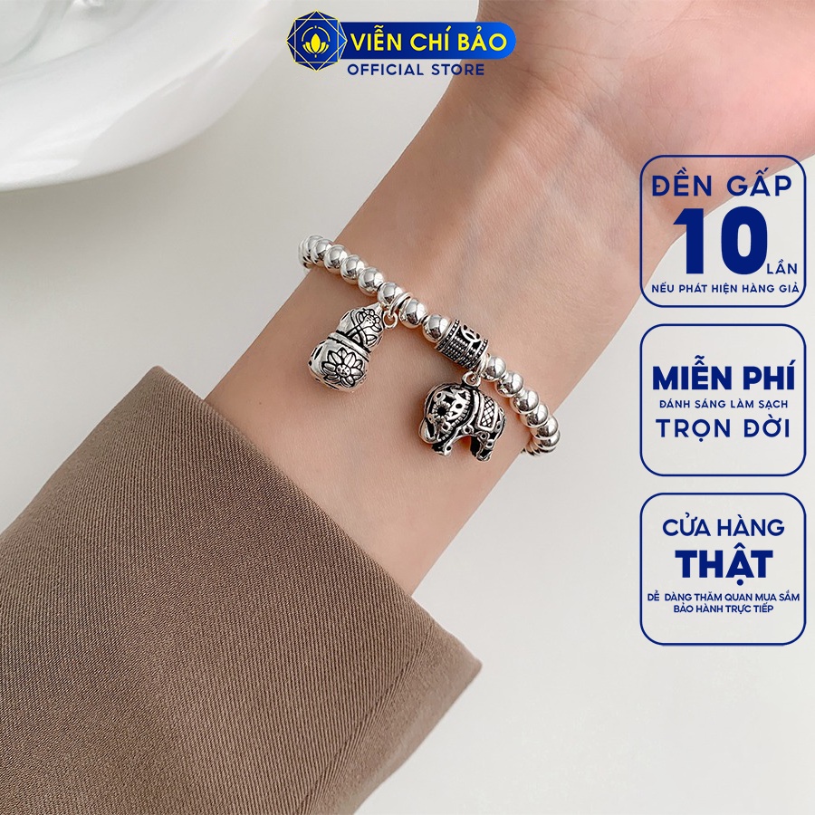 Vòng tay bạc nữ bi charm voi kim tiền hồ lô hoa sen chất liệu bạc 925 thời trang phụ kiện trang sức Viễn Chí Bảo L000704
