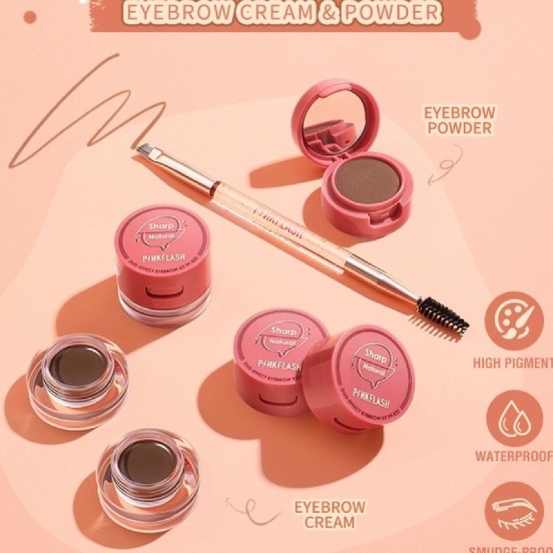 Bột Và Kem Trang Điểm Lông Mày Pink Flash 2 Trong 1