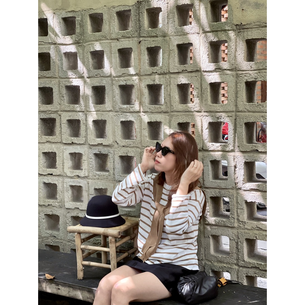 Áo Dệt len tay dài TẶNG KÈM Khăn quàng cổ có thể tháo rời. Áo thun basic Mongtoghi vừa vặn, thoáng mát, form rộng