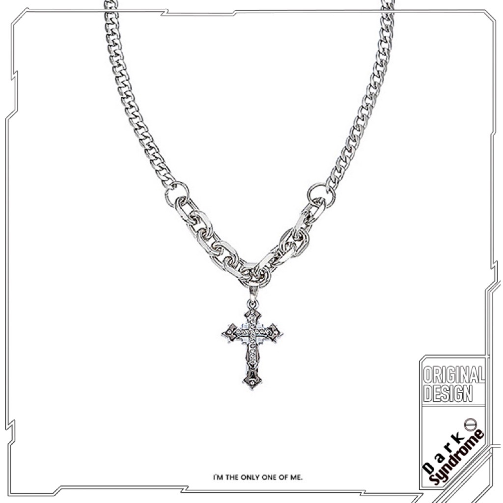 Dây Chuyền Bằng Thép Không Gỉ Mặt Thánh Giá Phong Cách Hip Hop Cho Cặp Đôi/Vòng cổ Thép Không Gỉ Mặt Thánh Giá Phong Cách hip hop unisex