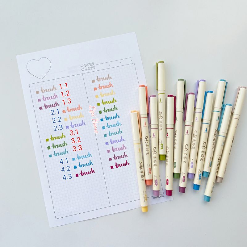 Lẻ 1 cây bút 24 màu soft brush sign pen tập viết calligraphy thư pháp đủ màu