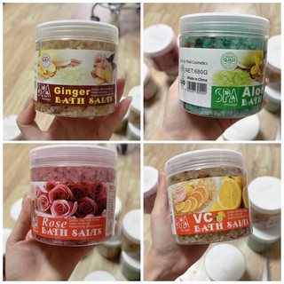 muối ngâm chân các loại hoa hồng, gừng, chanh, oải hương