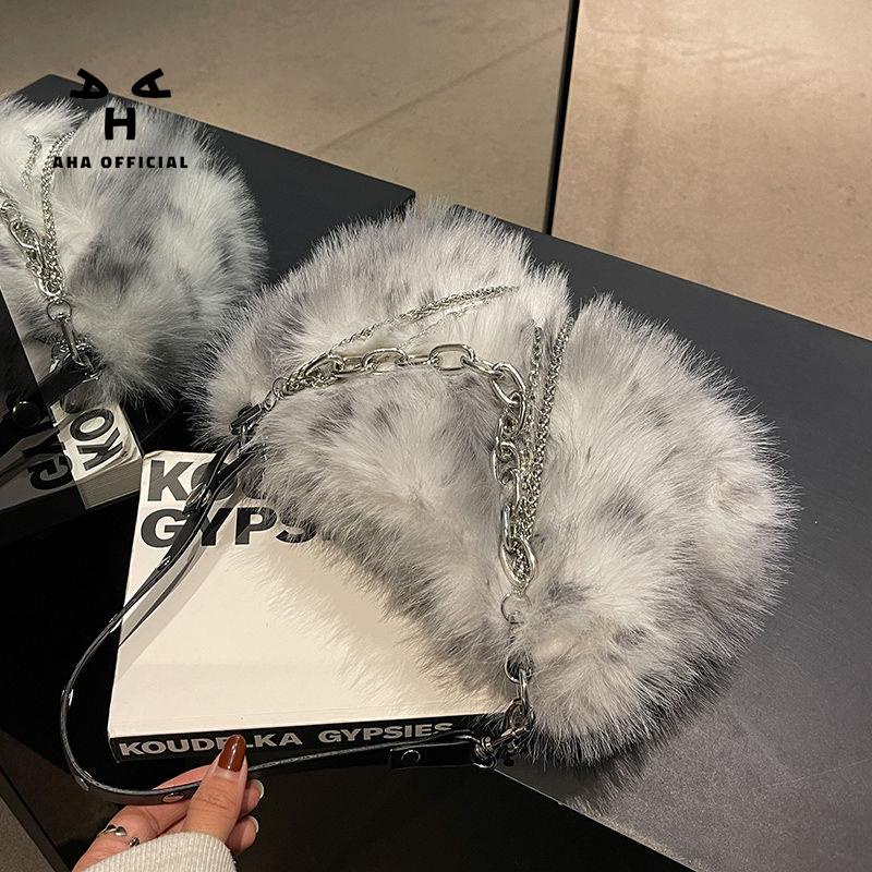 Túi xách AHA official vải lông phong cách Hàn Quốc thời trang cho nữ