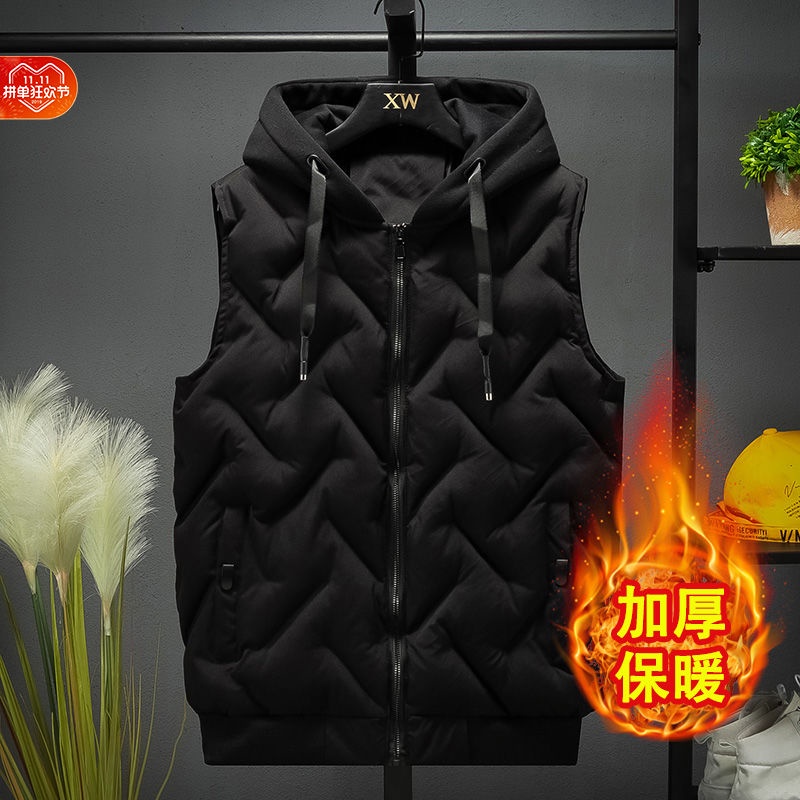 Áo Khoác Phao cotton Dày Không Tay Có Mũ Trùm Thời Trang Thu Đông Cho Cặp Đôi