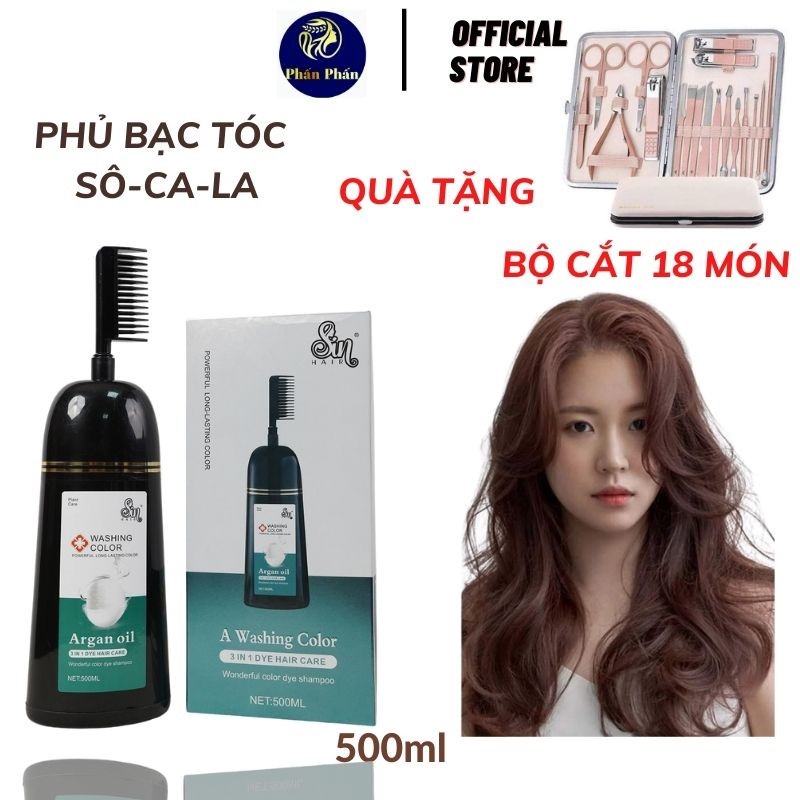 Dầu Gội Phủ Bạc màu Sô-Cô-La Sin Hair Nhân Sâm Nhật Bản 500ml chính hãng MẪU MỚI