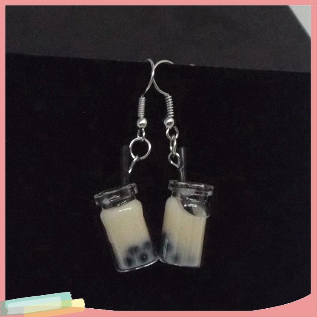 Đôi khuyên tai hình ly trà sữa độc đáo cho nữ