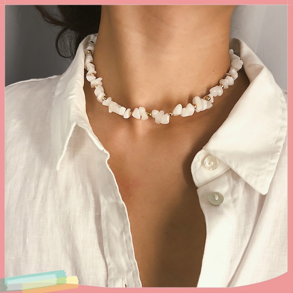 Dây Chuyền Hợp Kim Trang Trí Đá Màu Trơn Trang Trí Tua Rua Xinh Xắn Cho Nữ